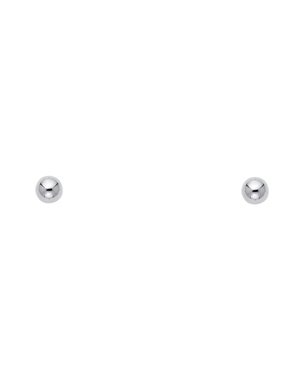 14K White Gold 4mm White Rhodium Plated Screw Back Ball Earrings (ST-0569)