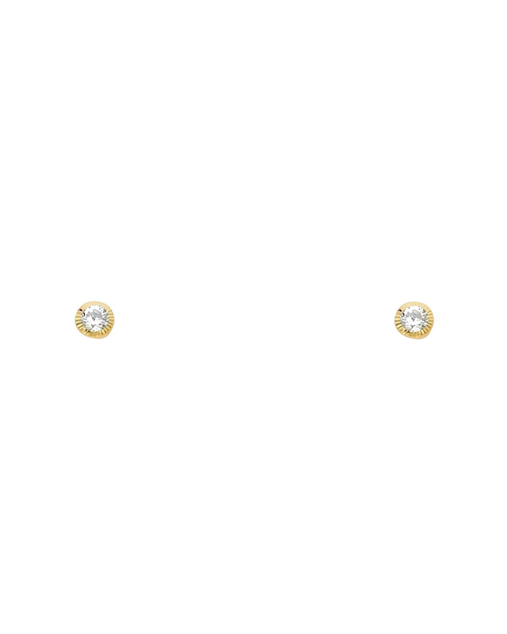 14K Yellow Gold 3mm Round CZ Solitaire DC Screw Back Stud Earrings (ST-0579)