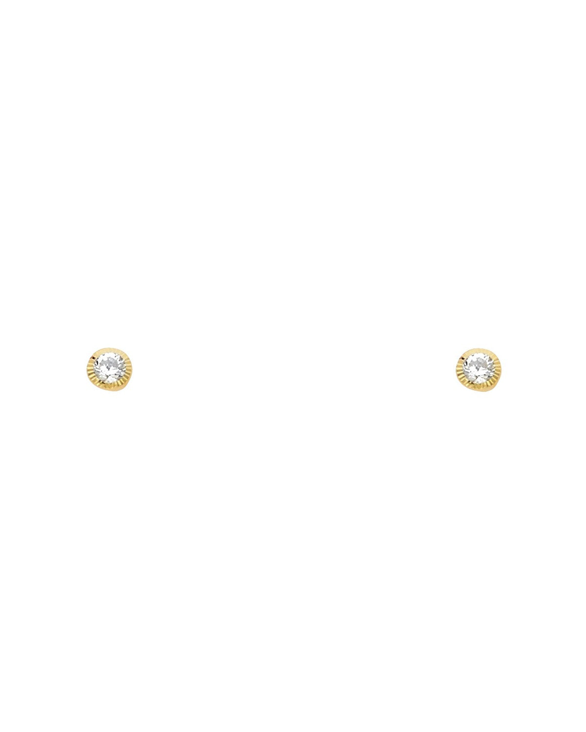 14K Yellow Gold 3mm Round CZ Solitaire DC Screw Back Stud Earrings (ST-0579)