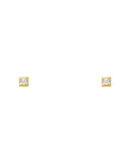 14K Yellow Gold 3mm Square CZ Solitaire DC Screw Back Stud Earrings (ST-0581)