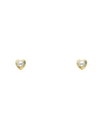 14K Yellow Gold 2.7mm Pearl DC Heart Screw Back Stud Earrings (ST-0582)