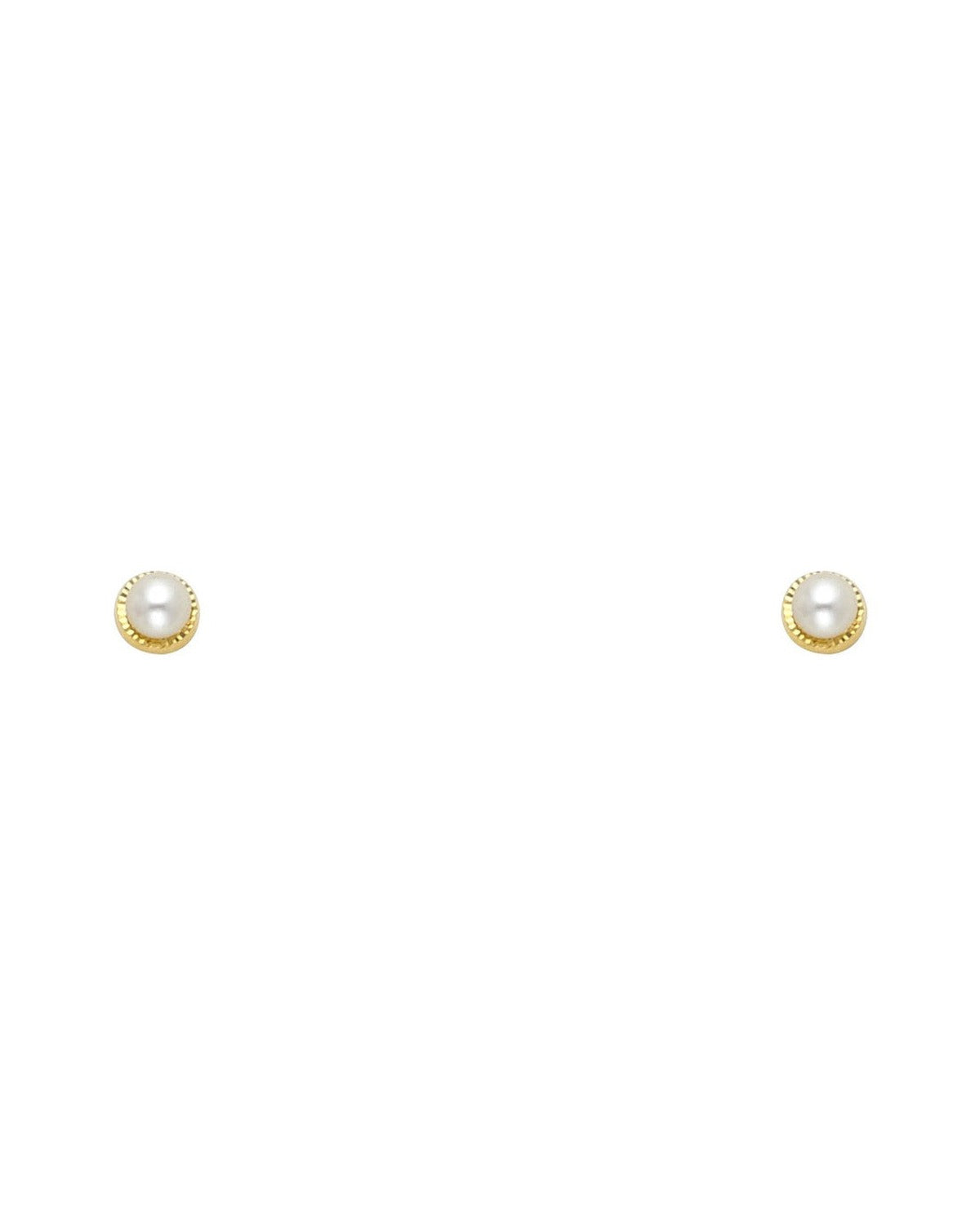 14K Yellow Gold 2.7mm Pearl DC Round Screw Back Stud Earrings (ST-0583)
