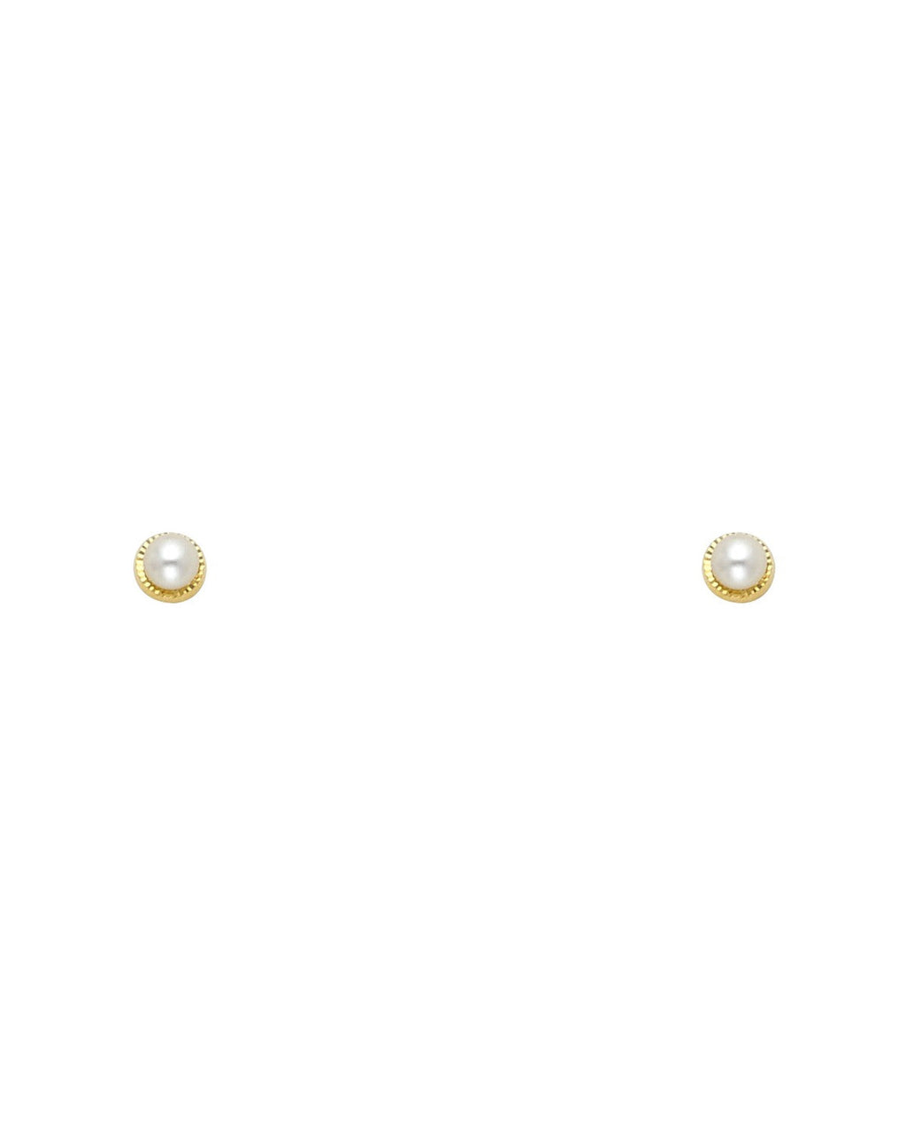 14K Yellow Gold 2.7mm Pearl DC Round Screw Back Stud Earrings (ST-0583)