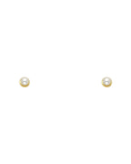 14K Yellow Gold 2.7mm Pearl DC Round Screw Back Stud Earrings (ST-0583)