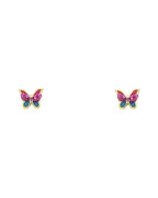 14K Yellow Gold Color Crystal Butterfly Screw Back Stud Earrings (ST-0589)
