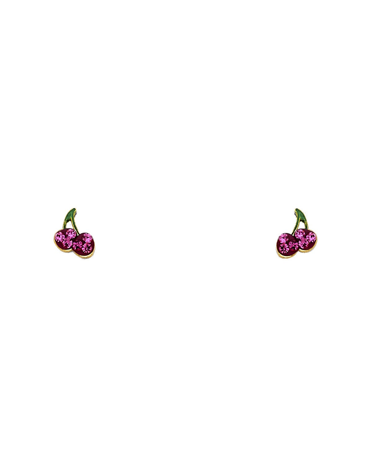 14K Yellow Gold Color Crystal Cherry Screw Back Stud Earrings (ST-0591)