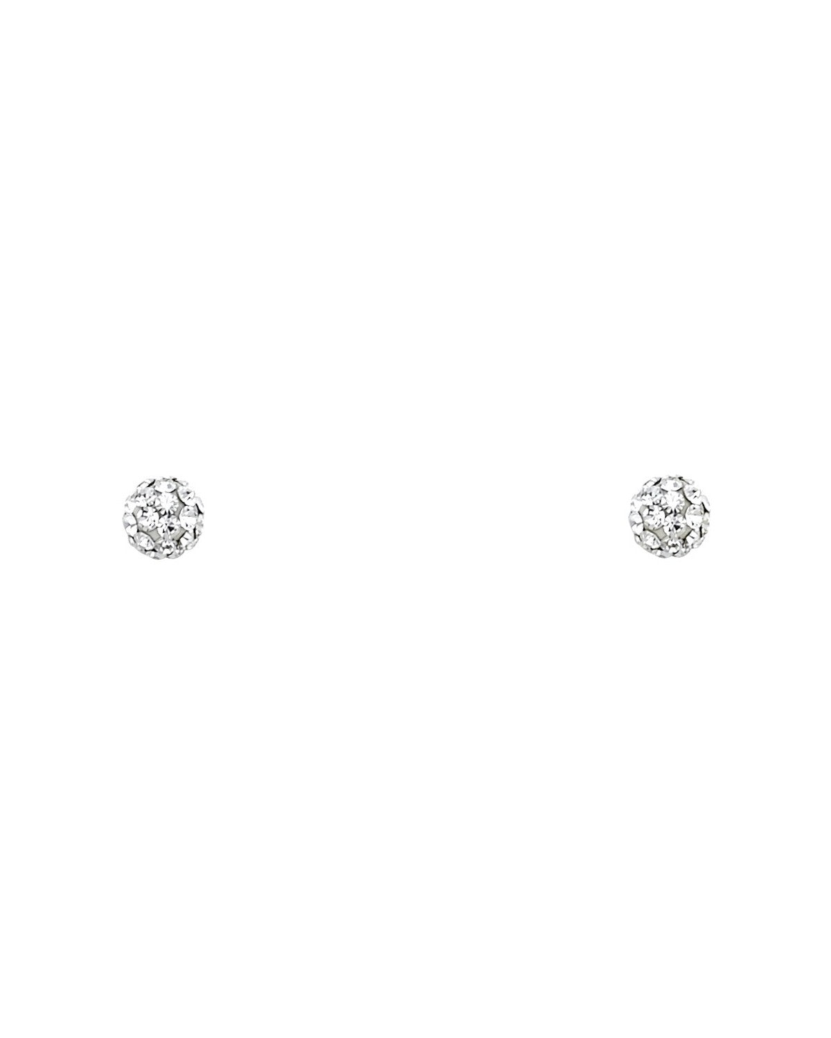 14K White Gold 4mm White Crystal Ball Screw Back Stud Earrings (ST-0595)
