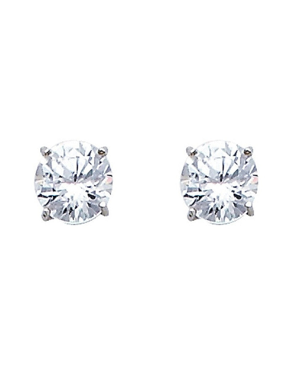 14K White Gold 5mm Round CZ Basket Screw Back Stud Earrings (APR) (ST-0596-04)