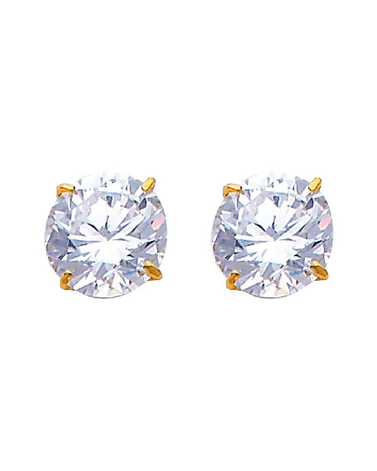 14K Yellow Gold 7mm Round Basket Stud Earrings with Screw Back (ST-0597)