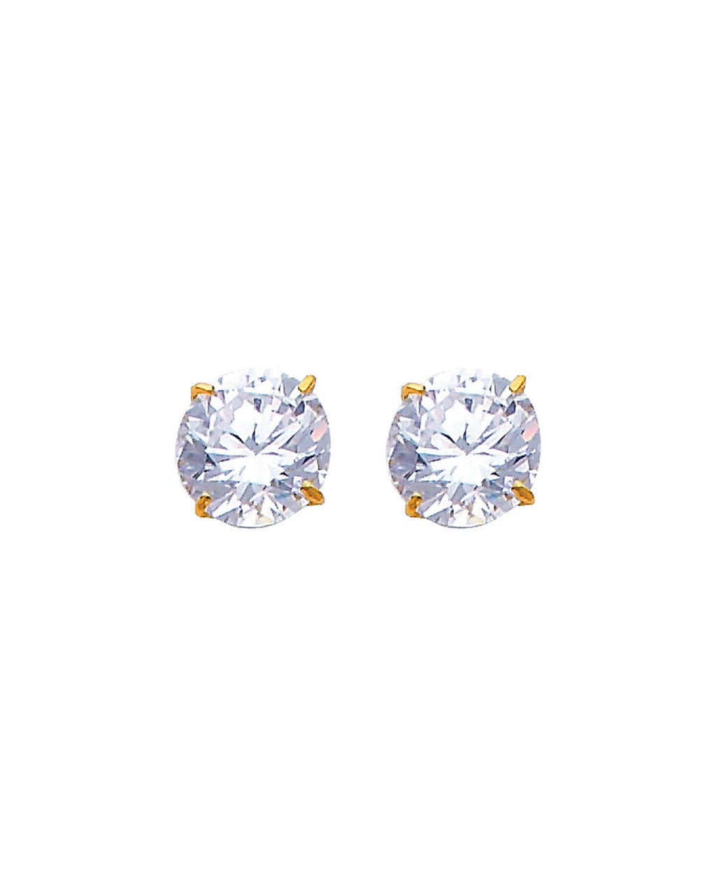 14K Yellow Gold 7mm Round Basket Stud Earrings with Screw Back (ST-0597)
