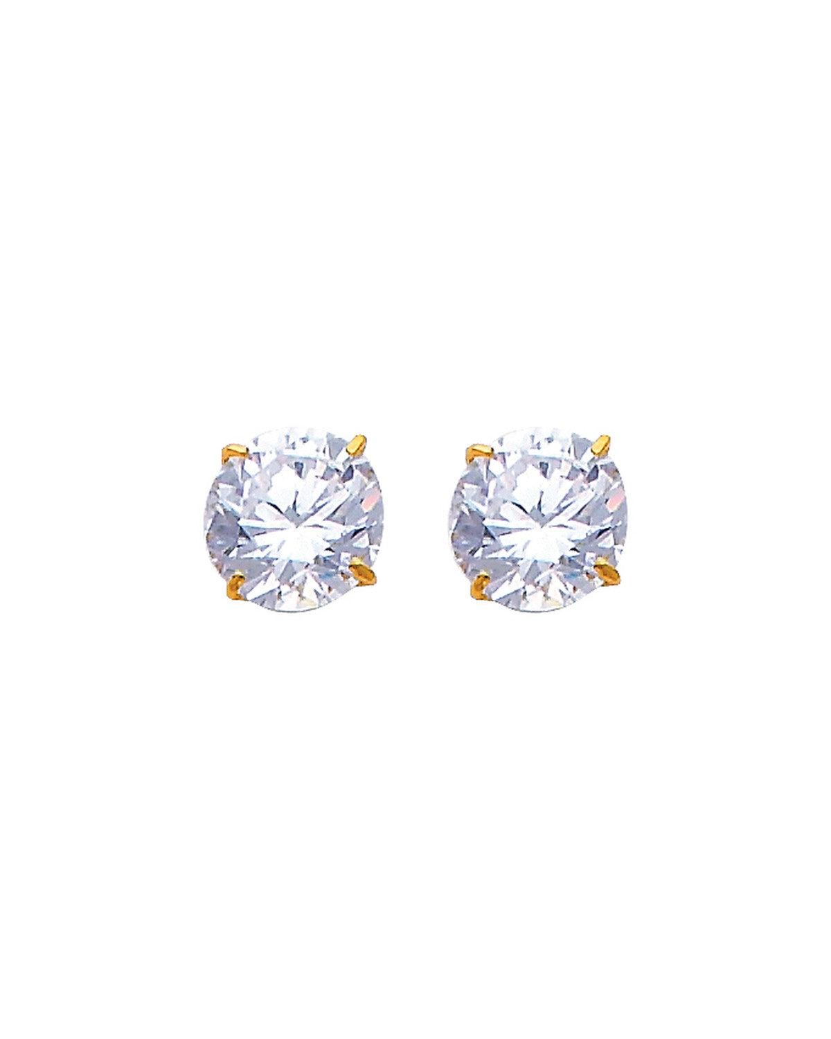 14K Yellow Gold 7mm Round Basket Stud Earrings with Screw Back (ST-0597)