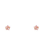 14K White Gold 5mm Pink Star CZ STUS with Screw Back (ST-0601)