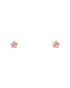 14K White Gold 5mm Pink Star CZ STUS with Screw Back (ST-0601)
