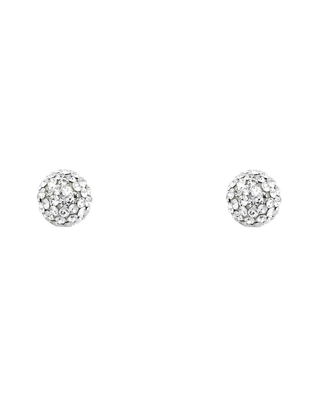 14K Yellow Gold Crystal Ball Stud Earrings with Screw Back (ST-0603)