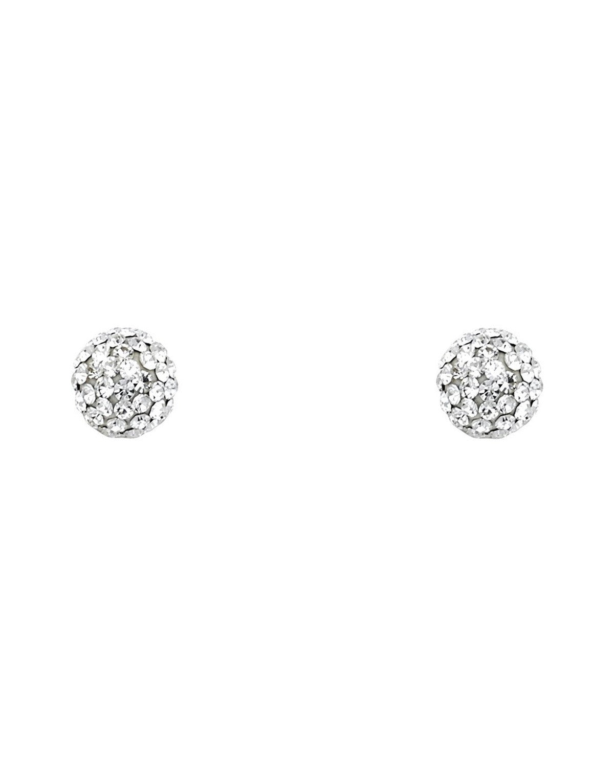 14K Yellow Gold Crystal Ball Stud Earrings with Screw Back (ST-0603)