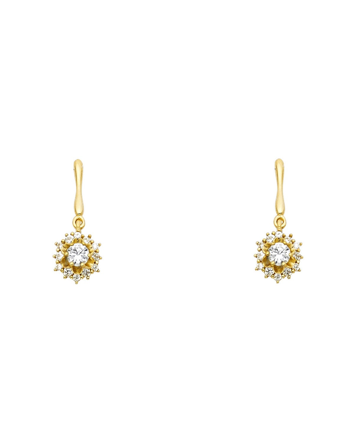 14K Yellow Gold CZ Dangle Stud Earrings with Screw Back (ST-0634)