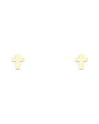 14K Yellow Gold Cross Stud Earrings with Screw Back (ST-0652)