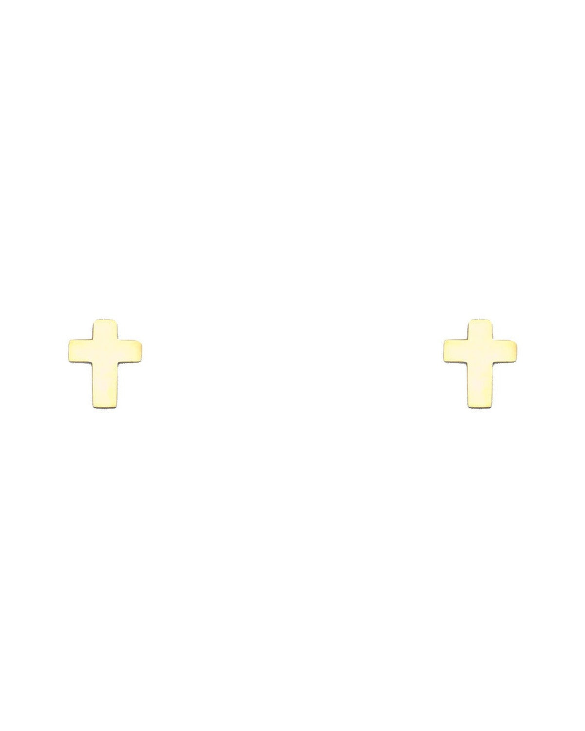 14K Yellow Gold Cross Stud Earrings with Screw Back (ST-0652)