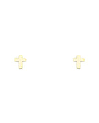 14K Yellow Gold Cross Stud Earrings with Screw Back (ST-0652)