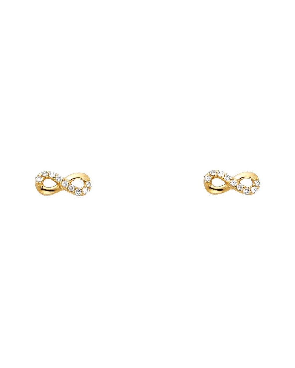 14K Yellow Gold Infinity CZ Stud Earrings with Screw Back (ST-0661)