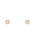 14K Yellow Gold Heart CZ Stud Earrings with Screw Back (ST-0670)