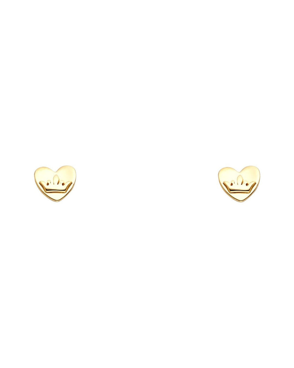 14K Yellow Gold Heart Stud Earrings with Screw Back (ST-0676)