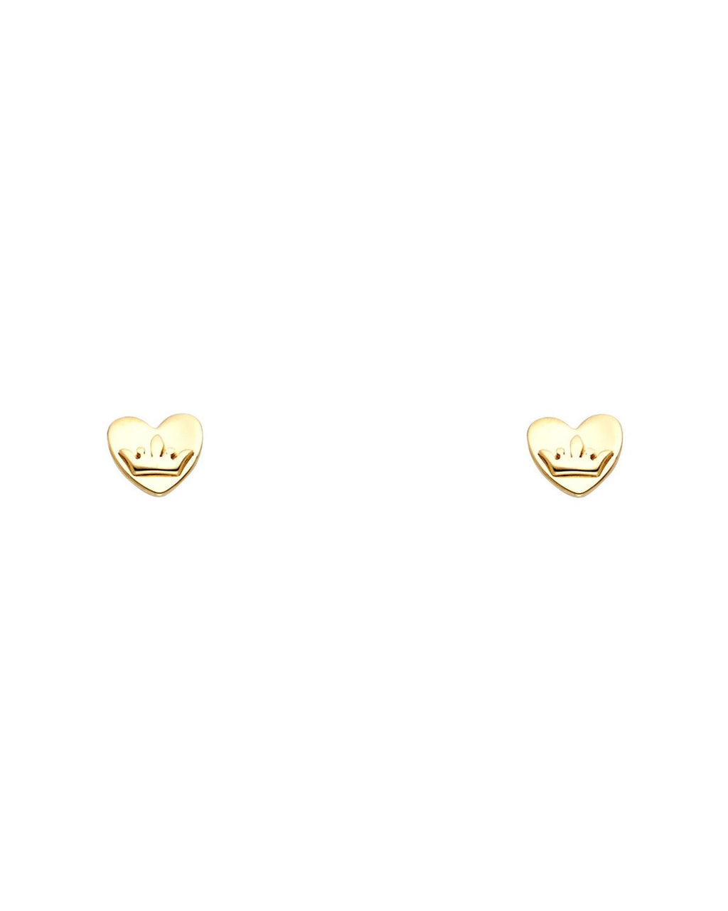 14K Yellow Gold Heart Stud Earrings with Screw Back (ST-0676)