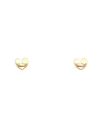 14K Yellow Gold Heart Stud Earrings with Screw Back (ST-0676)