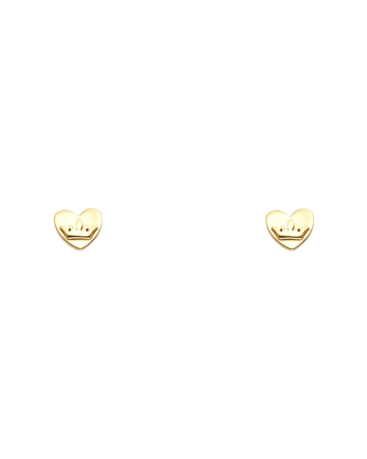 14K Yellow Gold Heart Stud Earrings with Screw Back (ST-0676)
