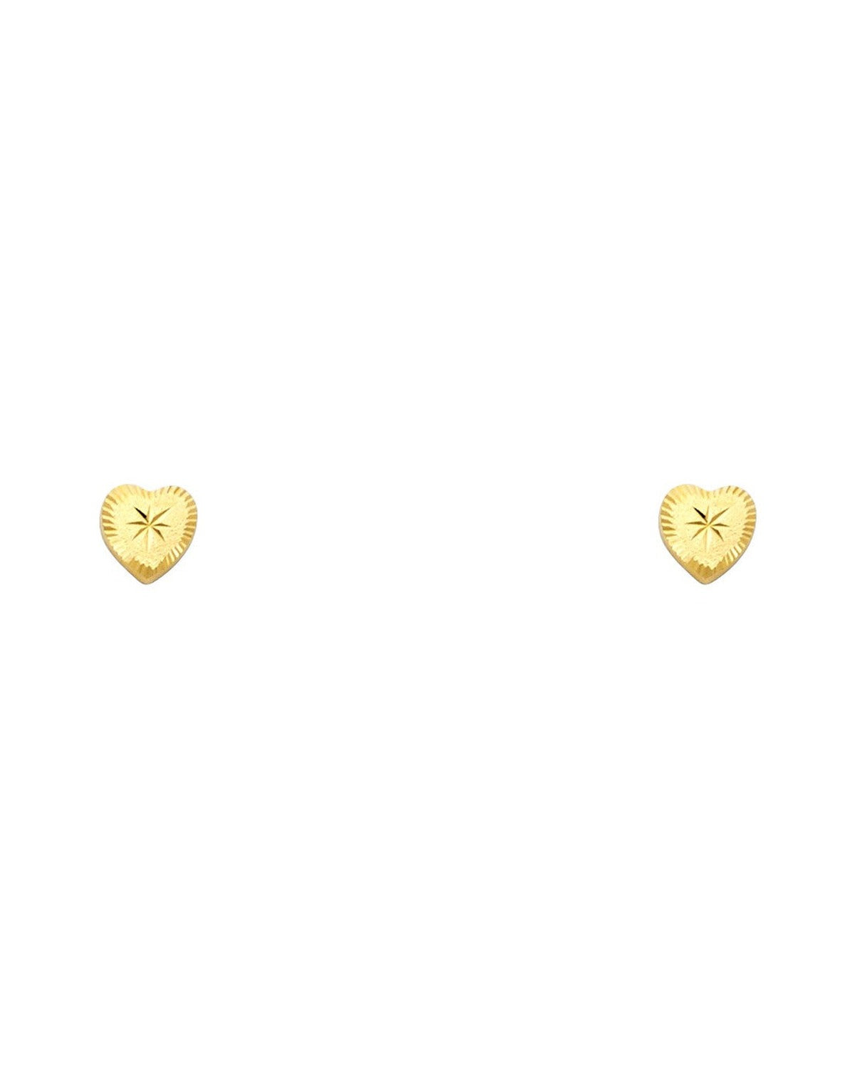 14K Yellow Gold Heart Stud Earrings with Screw Back (ST-0677)