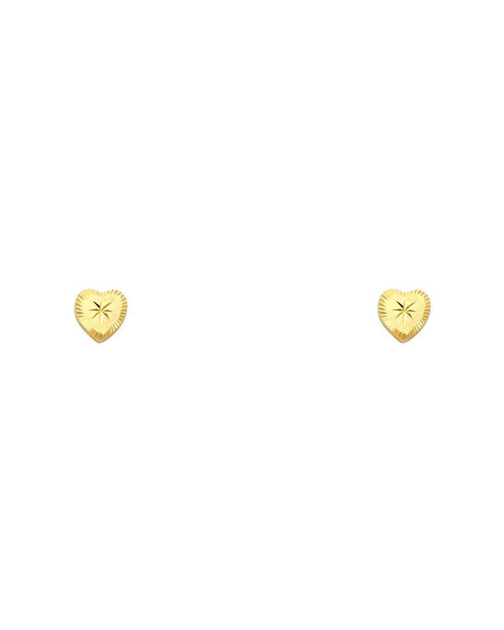 14K Yellow Gold Heart Stud Earrings with Screw Back (ST-0677)