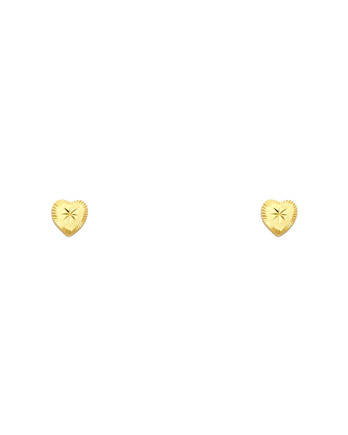 14K Yellow Gold Heart Stud Earrings with Screw Back (ST-0677)