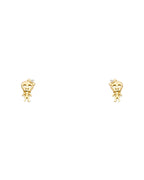 14K Yellow Gold Skeleton CZ Stud Earrings with Screw Back (ST-0691)