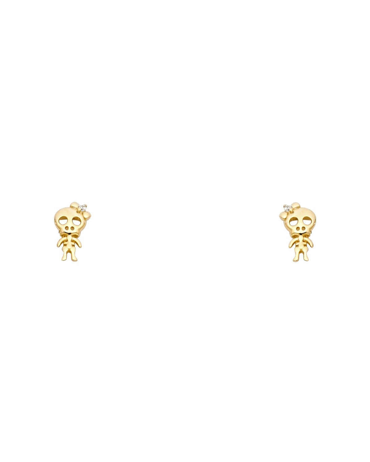 14K Yellow Gold Skeleton CZ Stud Earrings with Screw Back (ST-0691)