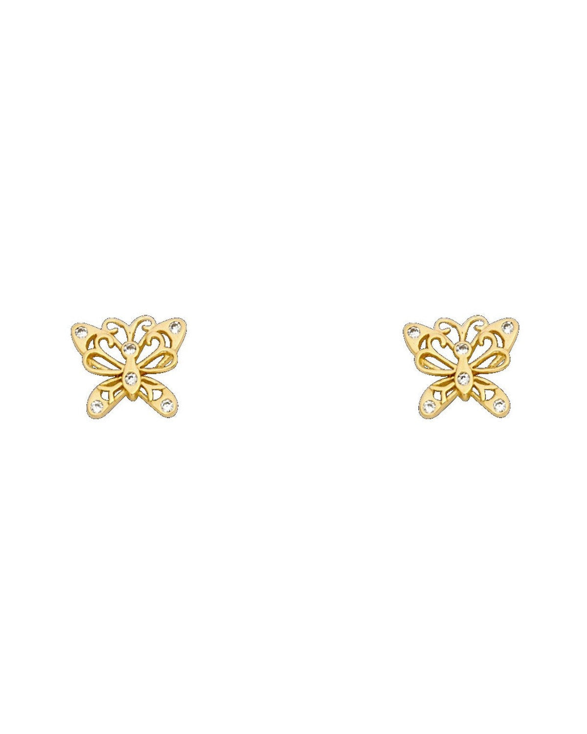 14K Yellow Gold Butterfly CZ Stud Earrings with Screw Back (ST-0706)
