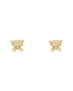 14K Yellow Gold Butterfly CZ Stud Earrings with Screw Back (ST-0706)