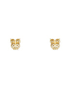14K Yellow Gold Owl CZ Stud Earrings with Screw Back (ST-0708)