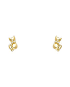 14K Yellow Gold Cat CZ Stud Earrings with Screw Back (ST-0714)