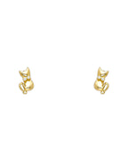14K Yellow Gold Cat CZ Stud Earrings with Screw Back (ST-0714)