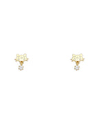 14K Yellow Gold Cat CZ Stud Earrings with Screw Back (ST-0718)