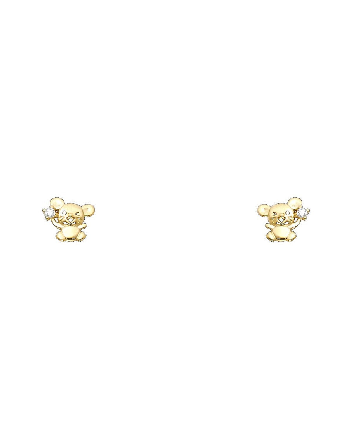 14K Yellow Gold Mouse CZ Stud Earrings with Screw Back (ST-0720)