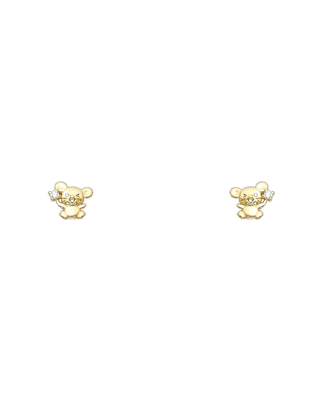 14K Yellow Gold Mouse CZ Stud Earrings with Screw Back (ST-0720)