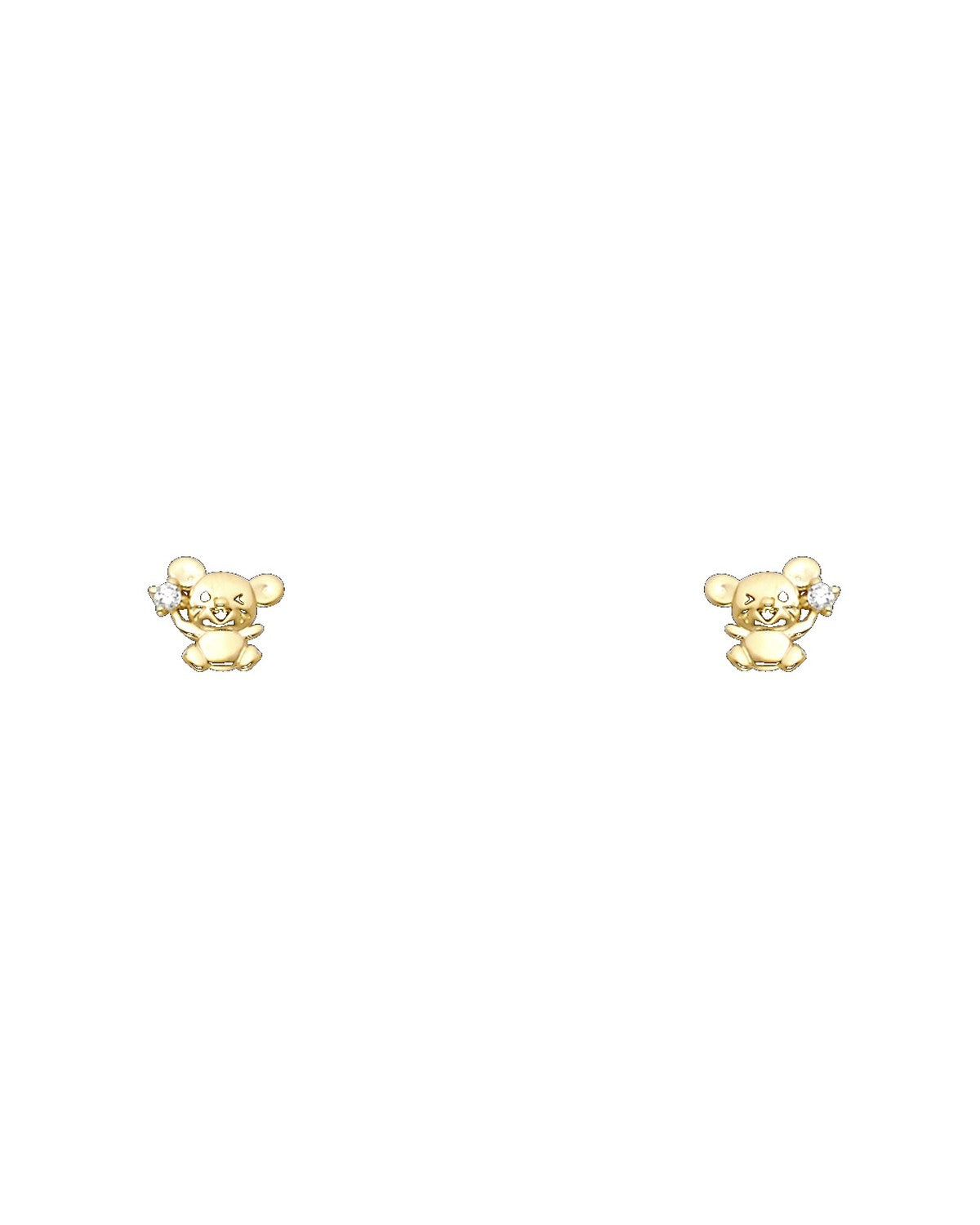 14K Yellow Gold Mouse CZ Stud Earrings with Screw Back (ST-0720)