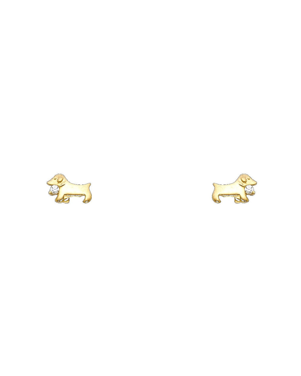 14K Yellow Gold Dog CZ Stud Earrings with Screw Back (ST-0724)