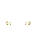 14K Yellow Gold Dog CZ Stud Earrings with Screw Back (ST-0724)