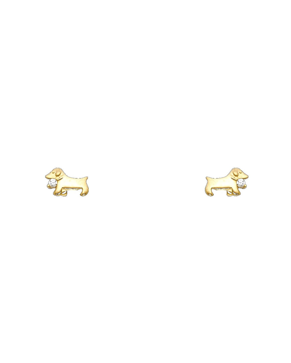 14K Yellow Gold Dog CZ Stud Earrings with Screw Back (ST-0724)