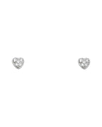 14K White Gold Heart CZ Stud Earrings with Screw Back (ST-0743)