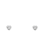 14K White Gold Heart CZ Stud Earrings with Screw Back (ST-0743)