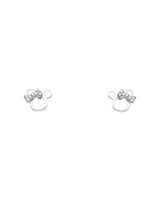 14K White Gold Mouse CZ Stud Earrings with Screw Back (ST-0753)