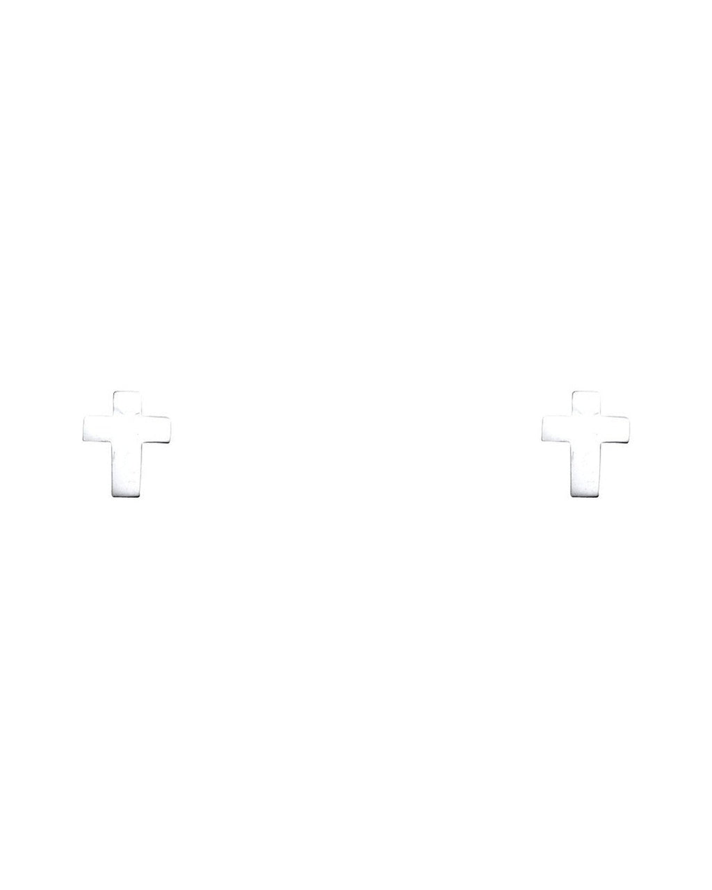 14K White Gold Cross Stud Earrings with Screw Back (ST-0765)